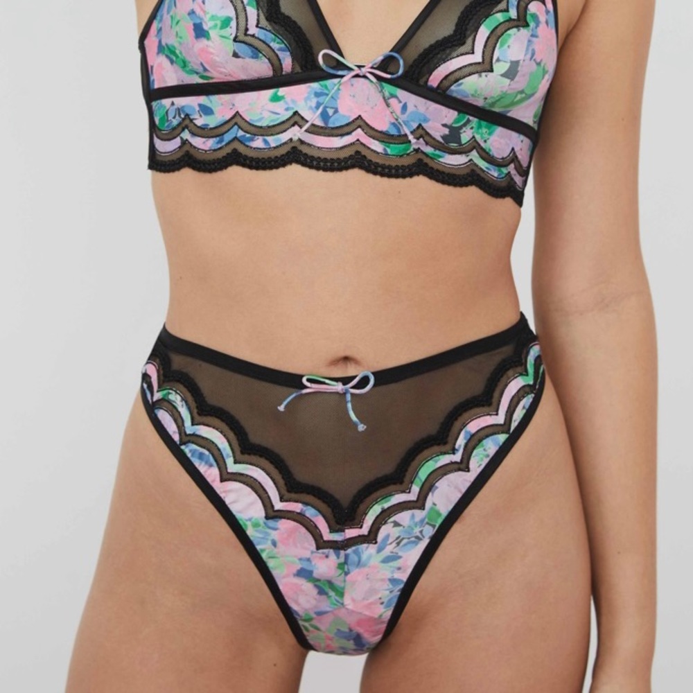 Oddette high rise floral thong panty